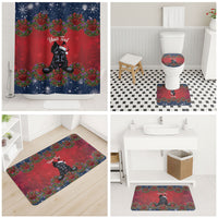Scottish Terrier Christmas Personalised Bathroom Set Thistle Wreath Bow Nollaig Chridheil