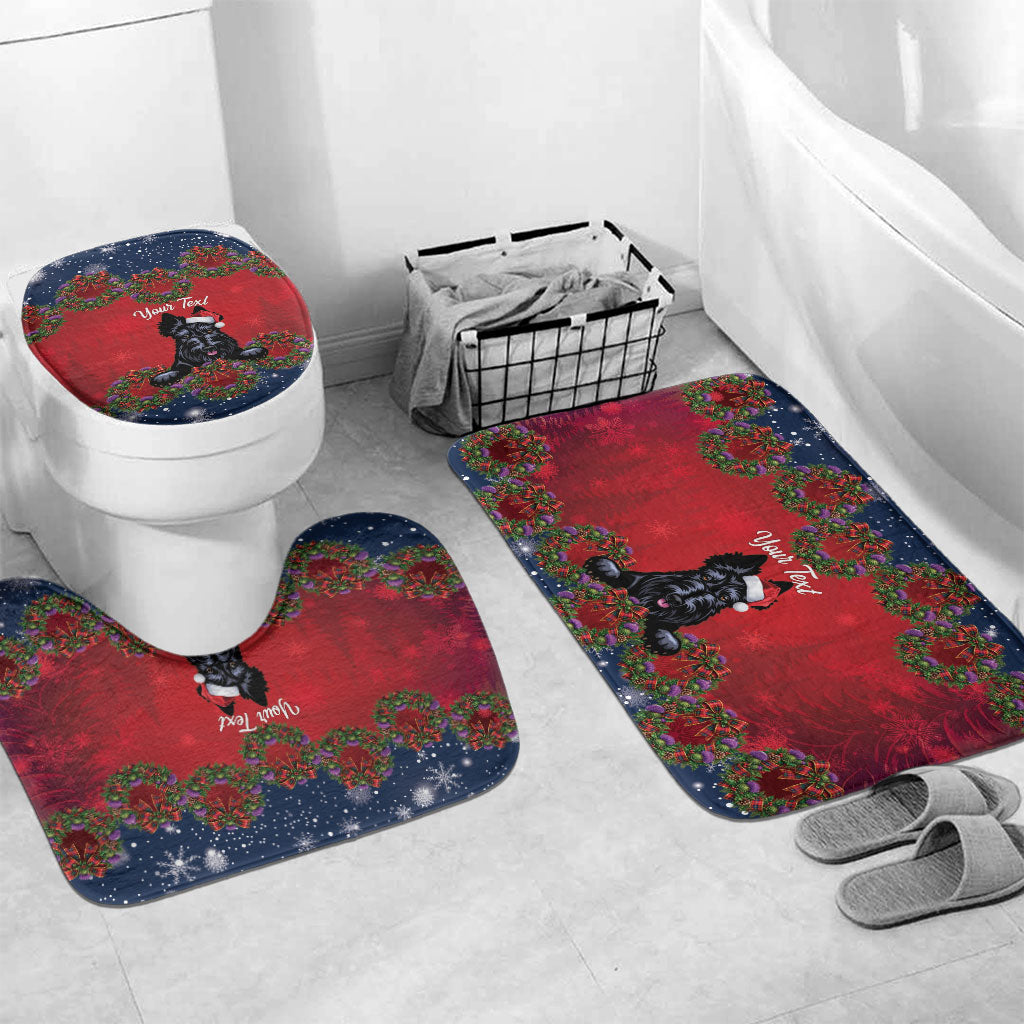 Scottish Terrier Christmas Personalised Bathroom Set Thistle Wreath Bow Nollaig Chridheil