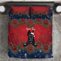 Scottish Terrier Christmas Personalised Bedding Set Thistle Wreath Bow Nollaig Chridheil