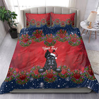 Scottish Terrier Christmas Personalised Bedding Set Thistle Wreath Bow Nollaig Chridheil
