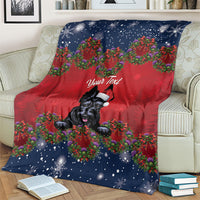 Scottish Terrier Christmas Personalised Blanket Thistle Wreath Bow Nollaig Chridheil
