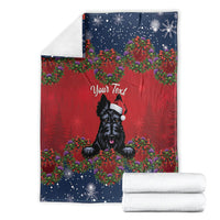 Scottish Terrier Christmas Personalised Blanket Thistle Wreath Bow Nollaig Chridheil