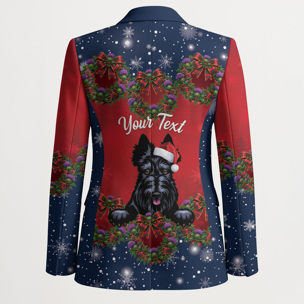 Scottish Terrier Christmas Personalised Blazer Thistle Wreath Bow Nollaig Chridheil