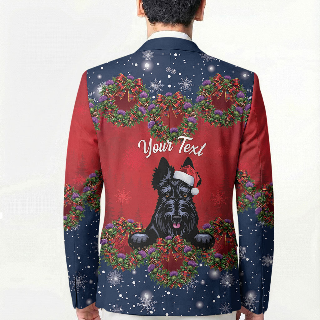 Scottish Terrier Christmas Personalised Blazer Thistle Wreath Bow Nollaig Chridheil