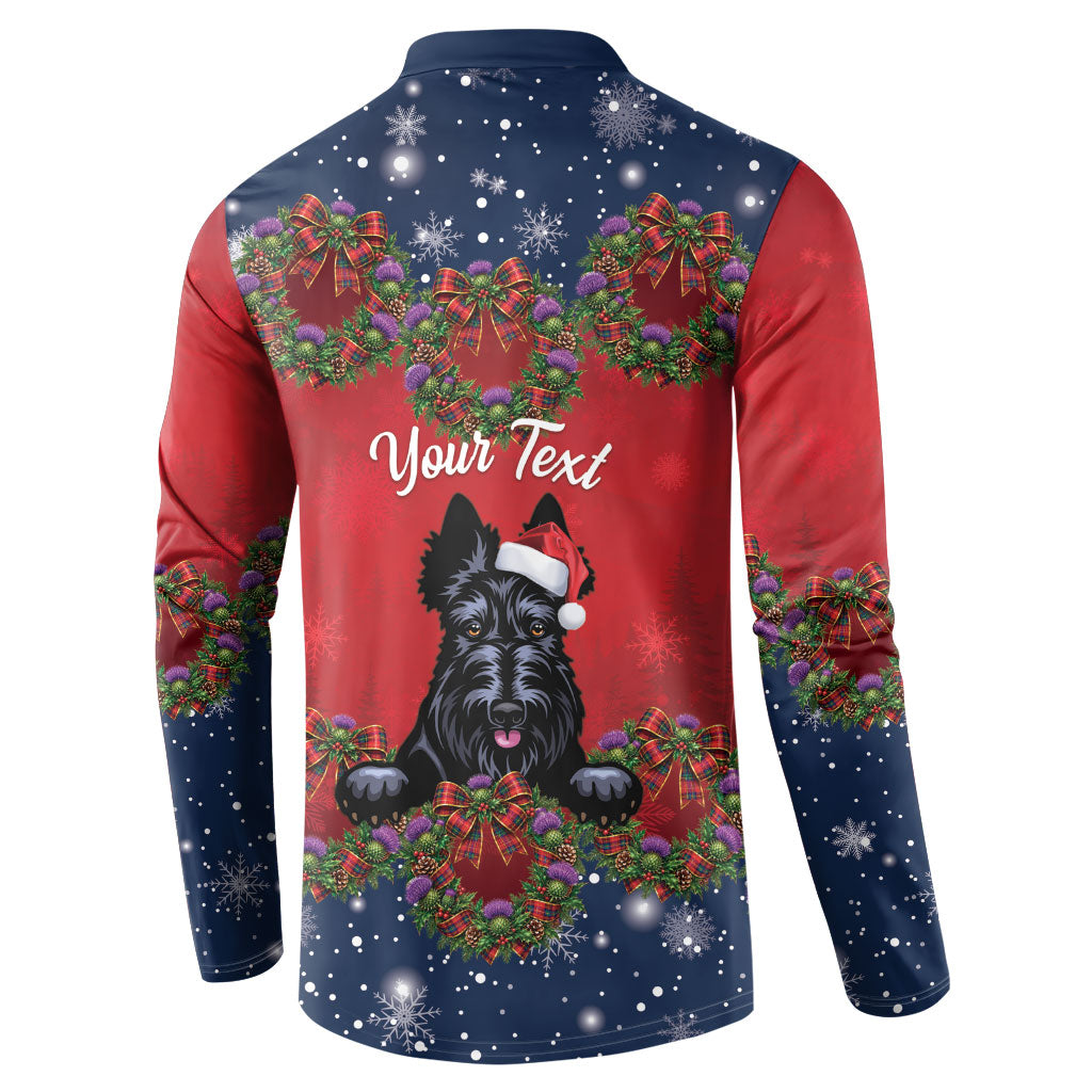 Scottish Terrier Christmas Personalised Button Sweatshirt Thistle Wreath Bow Nollaig Chridheil