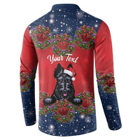 Scottish Terrier Christmas Personalised Button Sweatshirt Thistle Wreath Bow Nollaig Chridheil