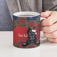 Scottish Terrier Christmas Personalised Ceramic Mug Thistle Wreath Bow Nollaig Chridheil