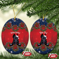 Scottish Terrier Christmas Personalised Ceramic Ornament Thistle Wreath Bow Nollaig Chridheil