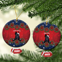 Scottish Terrier Christmas Personalised Ceramic Ornament Thistle Wreath Bow Nollaig Chridheil
