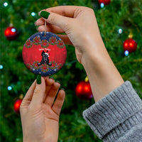 Scottish Terrier Christmas Personalised Ceramic Ornament Thistle Wreath Bow Nollaig Chridheil