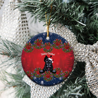 Scottish Terrier Christmas Personalised Ceramic Ornament Thistle Wreath Bow Nollaig Chridheil