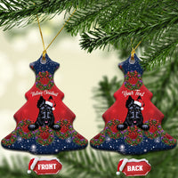 Scottish Terrier Christmas Personalised Ceramic Ornament Thistle Wreath Bow Nollaig Chridheil