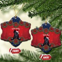 Scottish Terrier Christmas Personalised Ceramic Ornament Thistle Wreath Bow Nollaig Chridheil