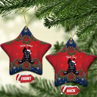 Scottish Terrier Christmas Personalised Ceramic Ornament Thistle Wreath Bow Nollaig Chridheil