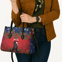 Scottish Terrier Christmas Personalised Leather Bag Thistle Wreath Bow Nollaig Chridheil
