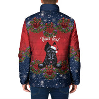 Scottish Terrier Christmas Personalised Padded Jacket Thistle Wreath Bow Nollaig Chridheil