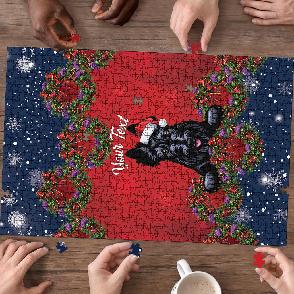 Scottish Terrier Christmas Personalised Puzzle Thistle Wreath Bow Nollaig Chridheil