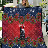 Scottish Terrier Christmas Personalised Quilt Thistle Wreath Bow Nollaig Chridheil