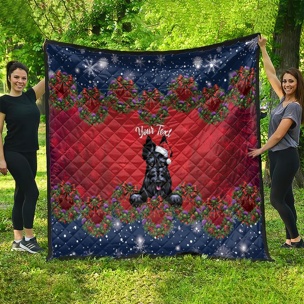 Scottish Terrier Christmas Personalised Quilt Thistle Wreath Bow Nollaig Chridheil