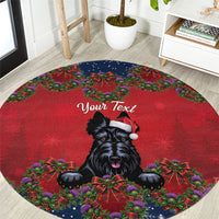 Scottish Terrier Christmas Personalised Round Carpet Thistle Wreath Bow Nollaig Chridheil