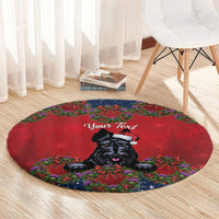 Scottish Terrier Christmas Personalised Round Carpet Thistle Wreath Bow Nollaig Chridheil