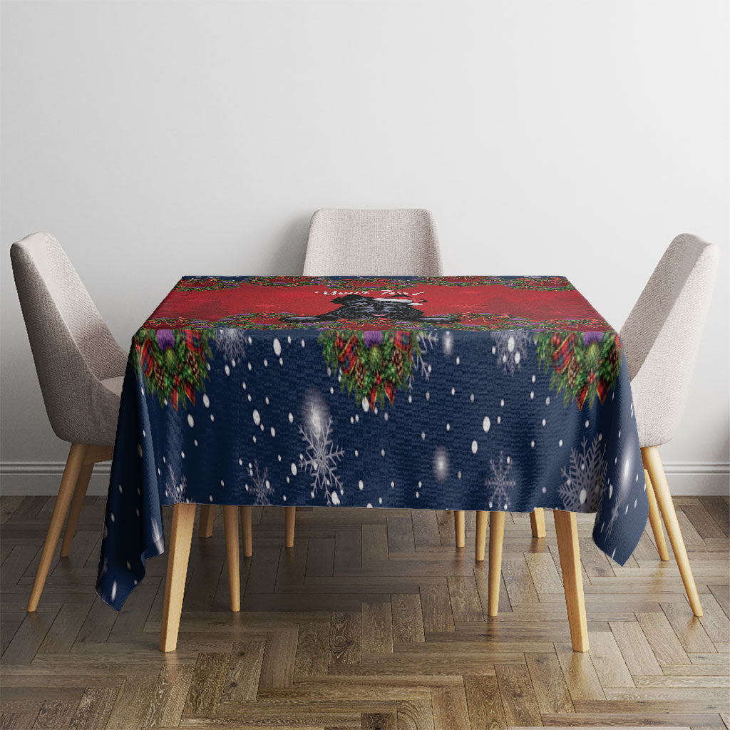 Scottish Terrier Christmas Personalised Tablecloth Thistle Wreath Bow Nollaig Chridheil