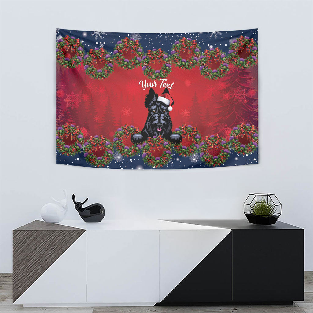 Scottish Terrier Christmas Personalised Tapestry Thistle Wreath Bow Nollaig Chridheil