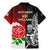 New Zealand And England Rugby Family Matching Mermaid Dress and Hawaiian Shirt 2023 World Cup All Black Combine Red Roses - Wonder Print Shop