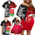 New Zealand And England Rugby Family Matching Off Shoulder Short Dress and Hawaiian Shirt 2023 World Cup All Black Combine Red Roses - Wonder Print Shop