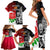 New Zealand And England Rugby Family Matching Short Sleeve Bodycon Dress and Hawaiian Shirt 2023 World Cup All Black Combine Red Roses - Wonder Print Shop