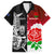 New Zealand And England Rugby Family Matching Short Sleeve Bodycon Dress and Hawaiian Shirt 2023 World Cup All Black Combine Red Roses - Wonder Print Shop