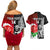 Custom New Zealand And England Rugby Couples Matching Off Shoulder Short Dress and Hawaiian Shirt 2023 World Cup All Black Combine Red Roses - Wonder Print Shop