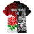 Custom New Zealand And England Rugby Family Matching Long Sleeve Bodycon Dress and Hawaiian Shirt 2023 World Cup All Black Combine Red Roses - Wonder Print Shop