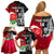 Custom New Zealand And England Rugby Family Matching Off Shoulder Short Dress and Hawaiian Shirt 2023 World Cup All Black Combine Red Roses - Wonder Print Shop