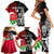 Custom New Zealand And England Rugby Family Matching Short Sleeve Bodycon Dress and Hawaiian Shirt 2023 World Cup All Black Combine Red Roses - Wonder Print Shop