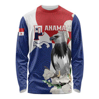 Red, white and blue long sleeve shirt with eagle and mola swirl flag graphic