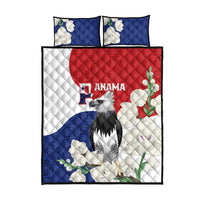 Flag-style quilt bed set with eagle and floral pattern; includes two blue pillow covers