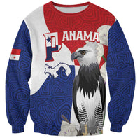 Unisex sweatshirt with front graphic of eagle, Panama-themed red white blue design