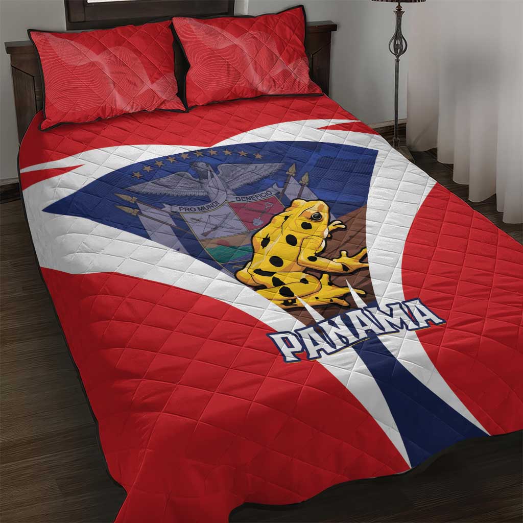 Panama Golden Frog Quilt Bed Set Coat Of Arms - Sporty Style - Wonder Print Shop