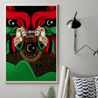 Libya Independence Day canvas wall art, red-black-green design with winged hands and emblem