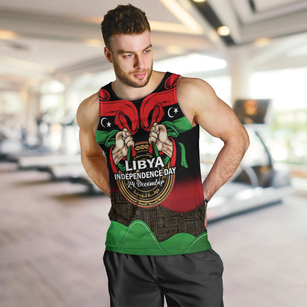 Libya Independence Day Men Tank Top Happy 24 December African Pattern Flag Style - Wonder Print Shop