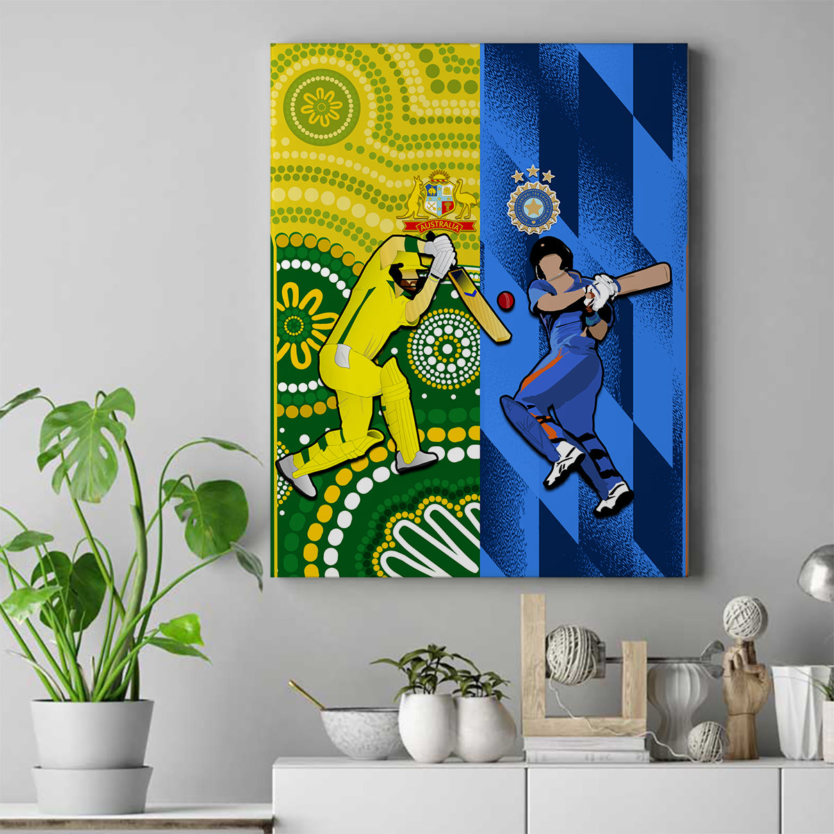 Australia And India Cricket Canvas Wall Art 2023 World Cup Final Together - Wonder Print Shop