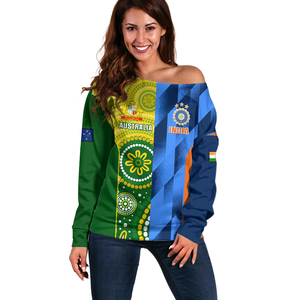 Australia And India Cricket Off Shoulder Sweater 2023 World Cup Final Together - Wonder Print Shop