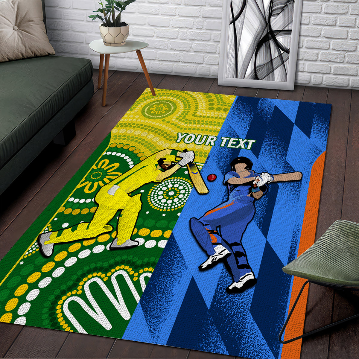 Custom Australia And India Cricket Area Rug 2023 World Cup Final Together - Wonder Print Shop