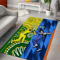 Cricket area rug with yellow-and-blue scene, green accents, and "YOUR TEXT"