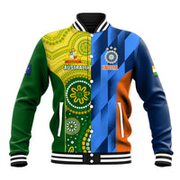 Color-block cricket baseball jacket, snap front, striped rib collar and cuffs