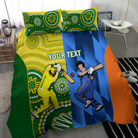 Cricket bedding set with two pillows and duvet featuring green, yellow, blue, and orange players