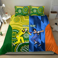 Cricket bedding set with green, yellow, blue, and orange duvet and two matching pillows