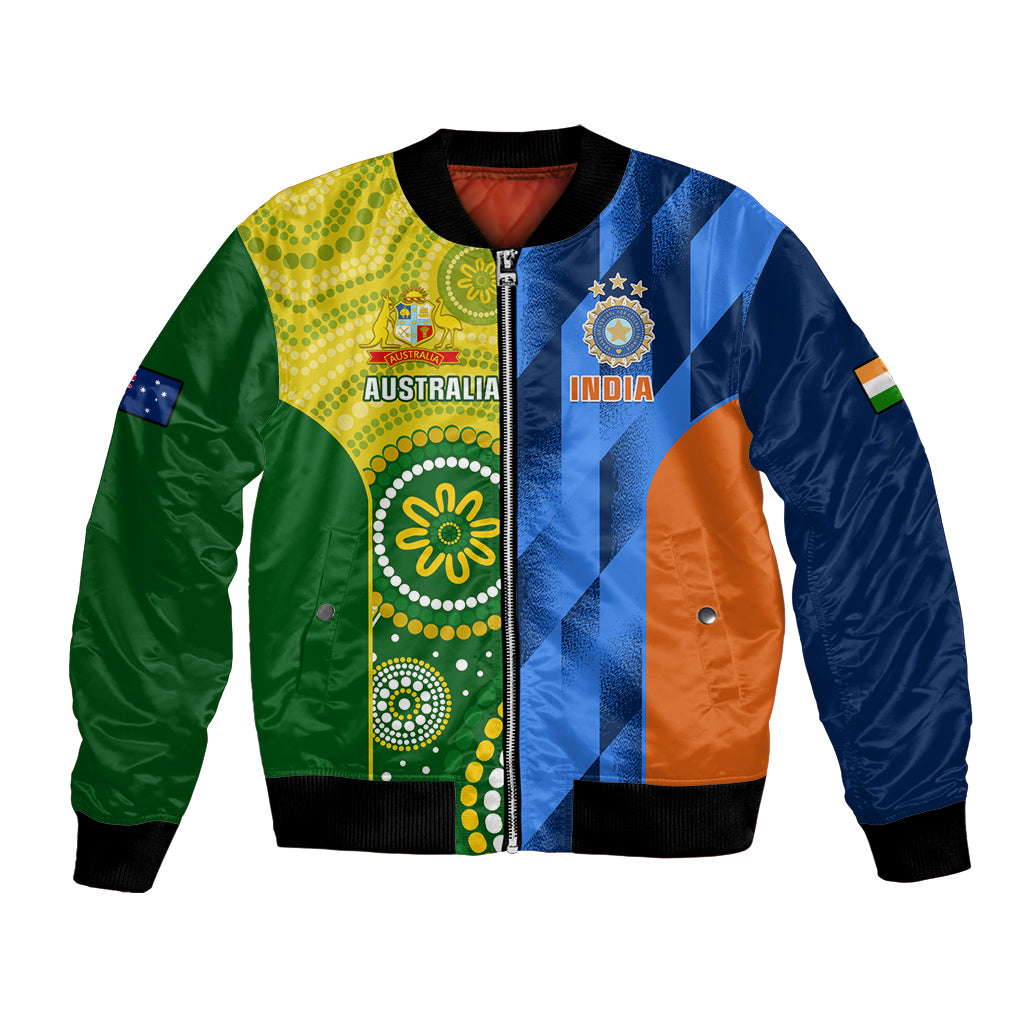 Cricket bomber jacket, full-zip with ribbed cuffs, Australia and India graphic panels