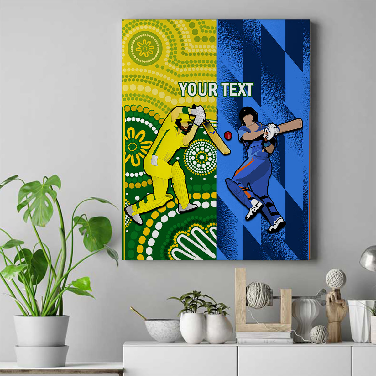 Custom Australia And India Cricket Canvas Wall Art 2023 World Cup Final Together - Wonder Print Shop